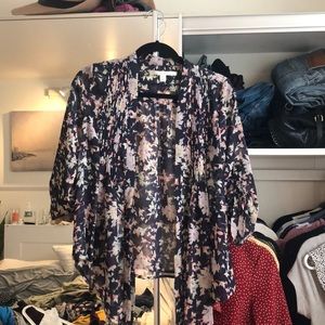 Open floral blouse